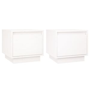 vidaXL Nočna omarica 2 kosa bela 35x34x32 cm trdna borovina