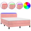 vidaXL Box spring postelja z vzmetnico LED roza 80x200 cm žamet