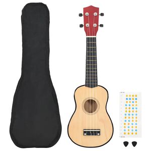 vidaXL Otro&scaron;ki ukulele soprano s torbo naravna 21"