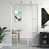 vidaXL Drsna vrata bela 102,5x205 cm kaljeno steklo in aluminij
