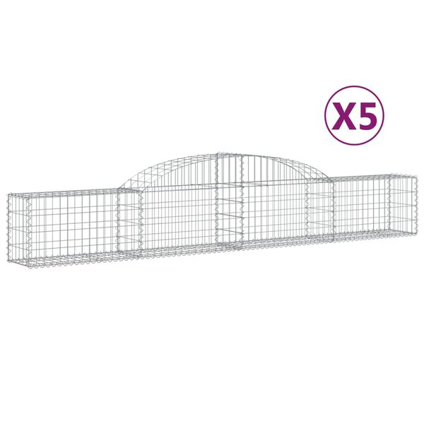 vidaXL Obokane gabion ko&scaron;are 5 kosi 300x30x40/60 cm pocinkano železo