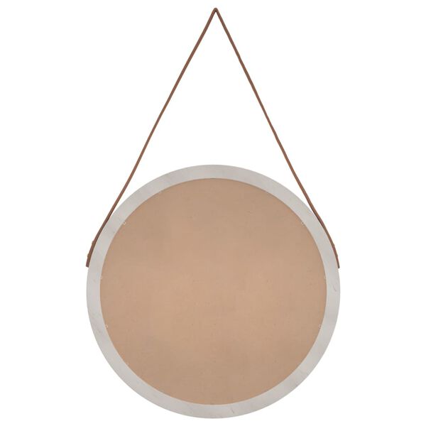 vidaXL Stensko ogledalo s trakom belo &Oslash; 55 cm