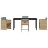 vidaXL Komplet za jedilnico v vrtu z blazino 5 pcs Bež poli ratan