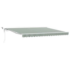 vidaXL Vlečna tenda Zelena in Bela 400 &times; 300 cm Poliester