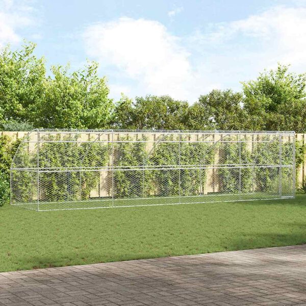 vidaXL Pasja lopa s shranjevanjem 4 pcs srebrna 8 x 2 x 2 m Jeklo