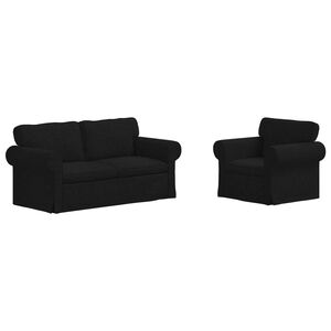 vidaXL Kavčna garnitura 2 pcs Črna 175 x 82 x 80 cm blago