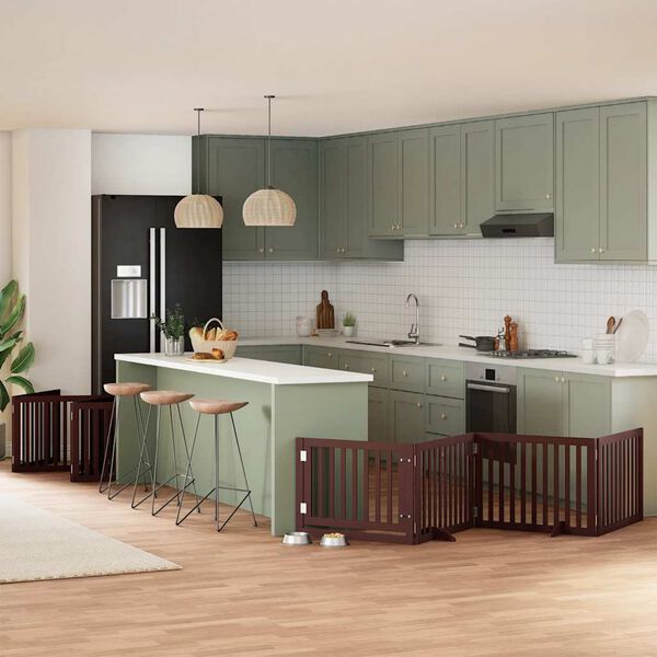 vidaXL Ograda za pse z vrati zložljiva 12 panelov rjava 960 cm les