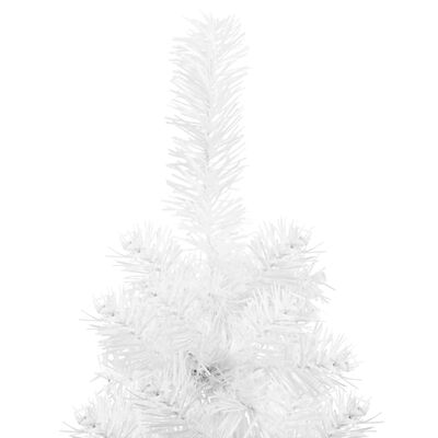vidaXL Ozka umetna polovična novoletna jelka s stojalom bela 180 cm