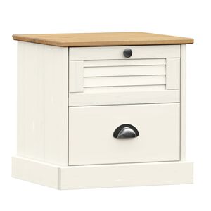 vidaXL Nočna omarica VIGO bela 42x35x42 cm trdna borovina