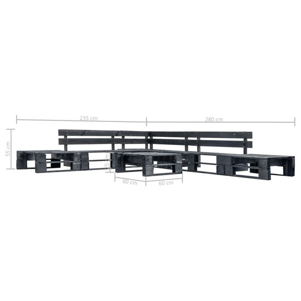 vidaXL Vrtna sedežna garnitura iz palet 6-delna črna lesena