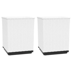 vidaXL Visok lonec 2 kosa bel 30x30x37 cm polipropilen