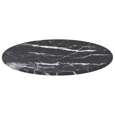vidaXL Mizna plošča črna Ø30x0,8 cm kaljeno steklo z marmorjem