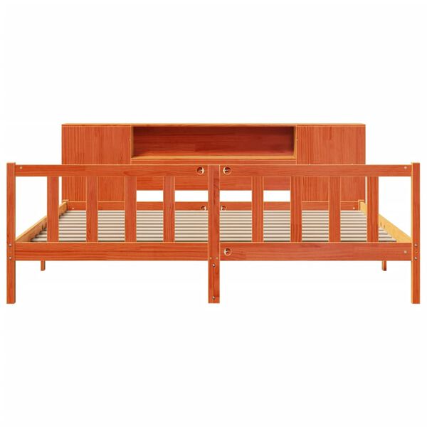 vidaXL Knjižna postelja brez vzmetnice vo&scaron;č. rjava 200x200 cm borovina