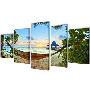 Set platen s printom pe&scaron;čene plaže in mreže 100 x 50 cm