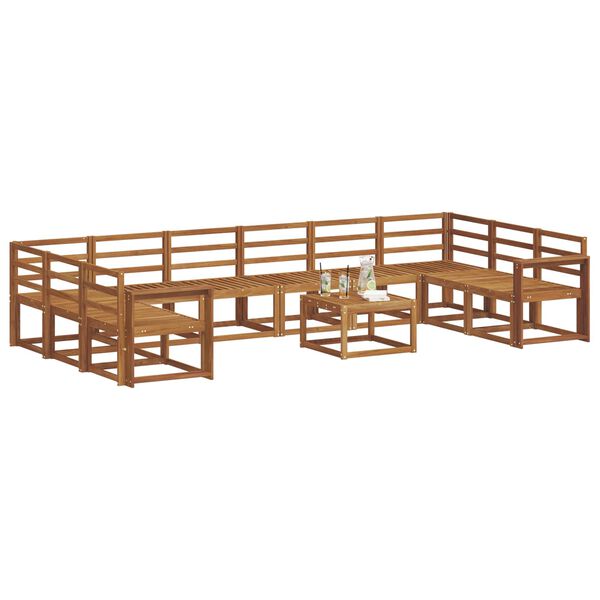 vidaXL Zunanja garnitura za sedenje 11 pcs Naravna Masiven les akacije