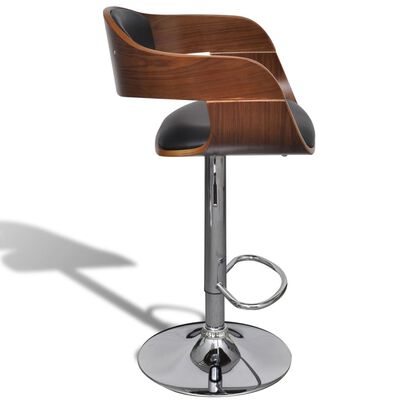 vidaXL Barski stolčki 2 kosa črni ukrivljen les in umetno usnje