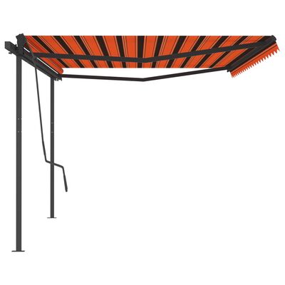 vidaXL Ročno zložljiva tenda s stebrički 5x3,5 m oranžna in rjava