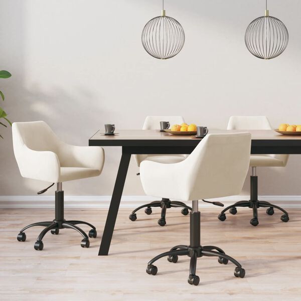 vidaXL Vrtljivi jedilni stoli 4 kosi krem žamet