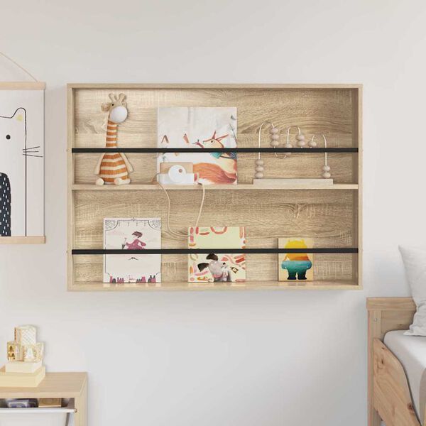 vidaXL Regal za revije Sonoma hrast 100 x 12 x 70 cm Konstruiran les