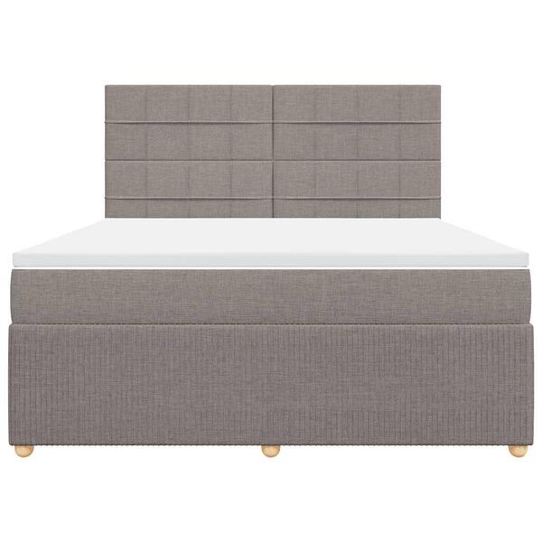 vidaXL Box spring postelja z vzmetnico taupe 180x200 cm blago