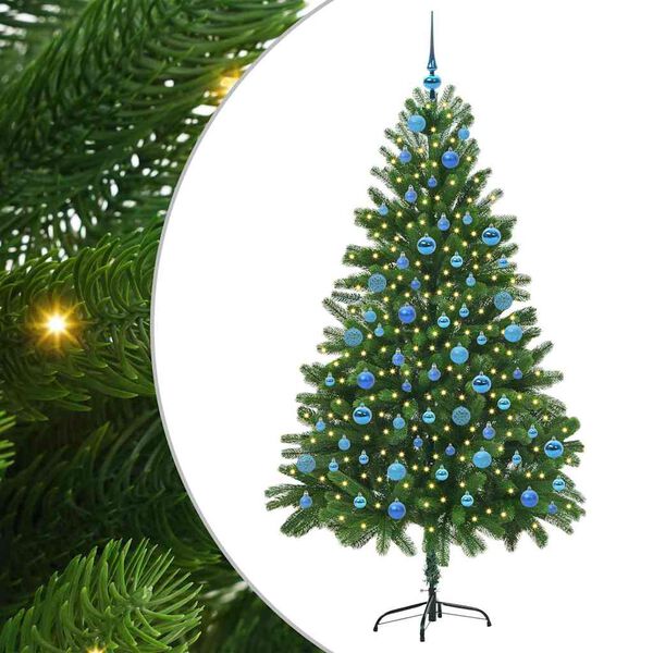 vidaXL Božično drevo med 300 LED z stojalom Zelena 180 cm PE