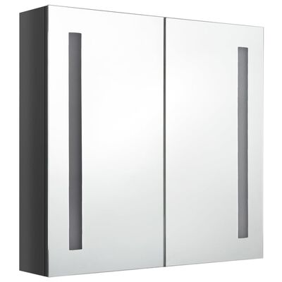 vidaXL LED kopalniška omarica z ogledalom sijoče siva 62x14x60 cm