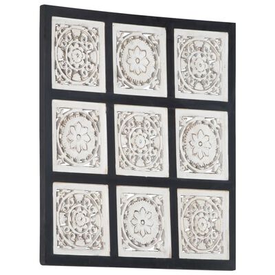 vidaXL Ročno izrezljani stenski panel MDF 60x60x1,5 cm črn in bel