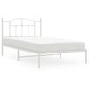 vidaXL Kovinski posteljni okvir z vzglavjem bel 107x203 cm