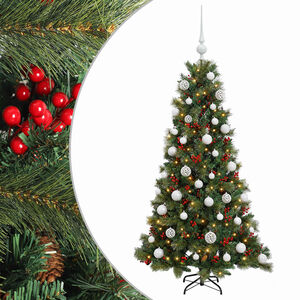 vidaXL Umetna božična jelka z bučko 150 cm 150 LED Toplo bela