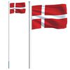vidaXL Danska zastava in drog 6,08 m aluminij