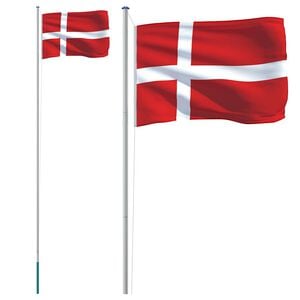 vidaXL Danska zastava in drog 6,08 m aluminij