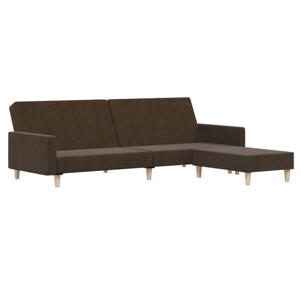 vidaXL Kavč dvosed z leži&scaron;čem in stolčkom rjavo blago