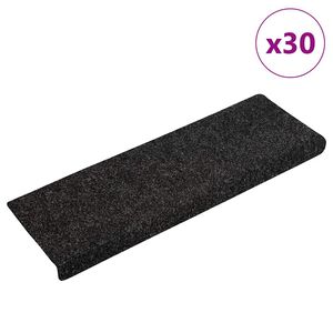 vidaXL Preproge za stopnice samolepilne 30 kosov 65x21x4 cm črne pravokotne robove