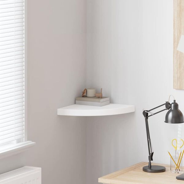 vidaXL Plavajoča kotna polica bela 35x35x3,8 cm MDF