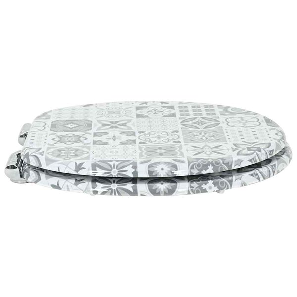 vidaXL Toaletni pokrov s tiho zaporo Modra in bela porcelana