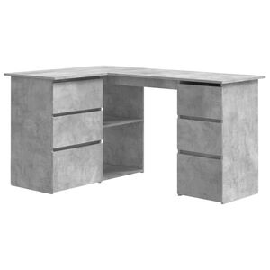 vidaXL Kotna pisalna miza betonsko siva 145x100x76 cm iverna plo&scaron;ča