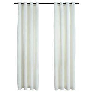 vidaXL Zatemnitvene zavese z obročki 2 kosa žamet krem 140x175 cm