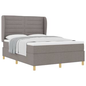 vidaXL Postelja z vzmetnico z vzglavjem Taupe 190 x 140 cm blago