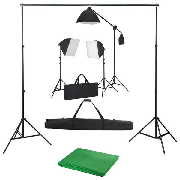 vidaXL Foto studijski komplet s softbox svetilkami in ozadjem