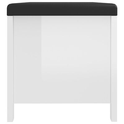 vidaXL Škatla z blazino visok sijaj bela 105x40x45 cm iverna plošča