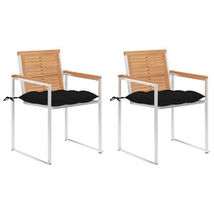 vidaXL Vrtni stoli z blazinami 2 kosa trdna tikovina in jeklo