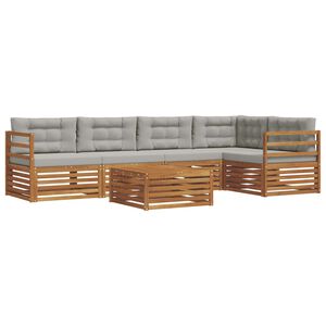 vidaXL Zunanja garnitura za sedenje 6 pcs Naravna in svetlo siva