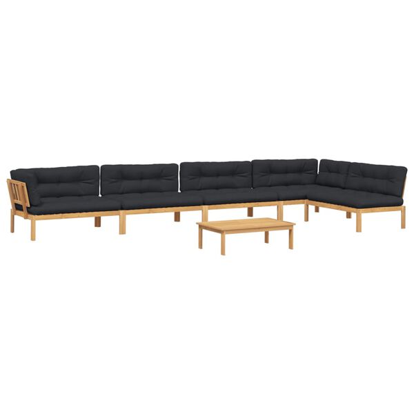 vidaXL Vrtna garnitura iz palet 6-delna z blazinami trden akacijev les