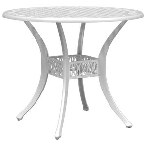 vidaXL Vrtna miza bela &Oslash;90x75 cm liti aluminij