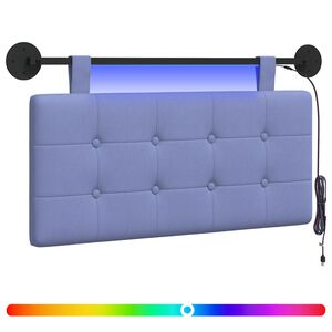vidaXL Viseče vzglavje postelje Z LED svetlobo Jeans modra Blago