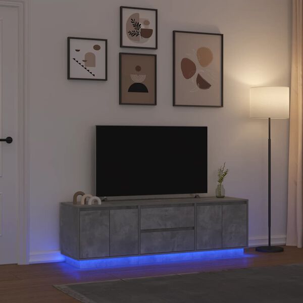 vidaXL TV omarica z LED lučmi betonsko siva 160,5x41x50 cm