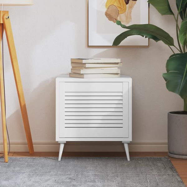 vidaXL Vrata za omarico z letvicami bela 39,5x49,4 cm trdna borovina