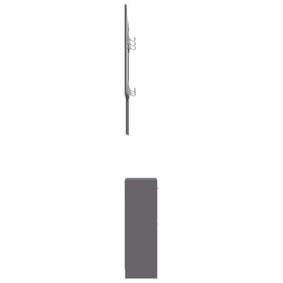 vidaXL Enota za hodnik visok sijaj siva 100x25x76,5 cm iverna plošča