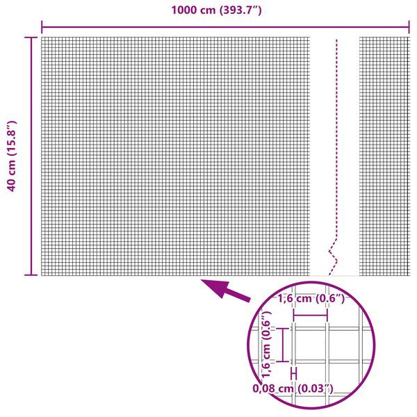 vidaXL Ograja z varjeno žico Zelena 0.4 x 10 m Jeklo