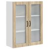 vidaXL Stenski stekleni omarica PORTO Sonoma hrast 80 x 31 x 100 cm